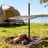 Swivel Campfire Grill, 360° Adjustable Heavy Duty Chrome-Plated Steel Campfire Cooking Grate