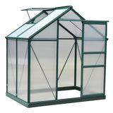 6.2' x 4.3' x 6.6' Clear Polycarbonate Greenhouse Large Walk-In Green House Garden Plants Grow Galvanized Base Aluminium Frame w/ Slide Door
