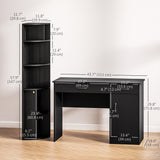 Computer Desk and Bookcase Set, Study Table with Adjustable Shelf, Bookshelf with Open Compartments and Cabinet