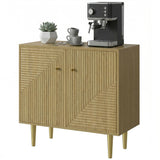 Sideboard with Adjustable Shelf, Buffet Cabinet with 2 Doors and Gold Steel Legs for Dining Room