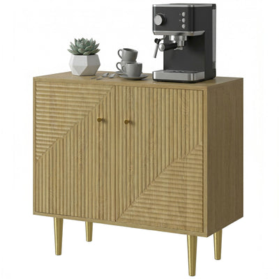Sideboard with Adjustable Shelf, Buffet Cabinet with 2 Doors and Gold Steel Legs for Dining Room