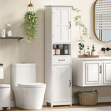 Modern Bathroom Cabinet, Narrow Bathroom Vanities with Open Shelf Drawer Recessed Doors and Adjustable Shelves