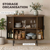 Sideboard Buffet Cabinet with Curved Tambour Doors and Storage