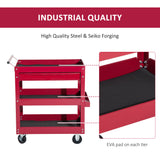 3-Tier Rolling Tool Cart with Drawer and Side Box, 132 LBS Capacity Steel Utility Cart, Mobile Service Tool Organizer for Garage