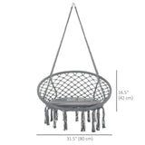Patio Hammock Chair, Hanging Rope Hammock Swing for Indoor & Outdoor Use with Backrest