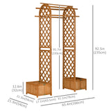 7.7FT Garden Arch with 2 Foldable Planter Boxes, Outdoor Wooden Trellis Arbor for Ceremony Party Weddings
