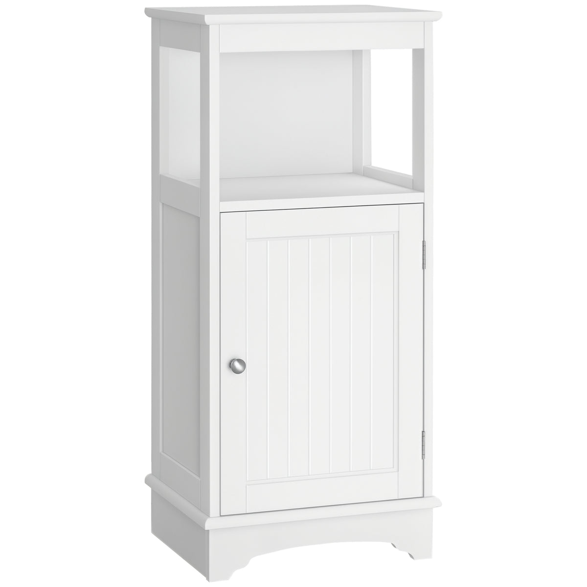 Modern Bathroom Floor Cabinet with Open Shelf, Freestanding Storage Organizer Unit with Single Door for Home Office