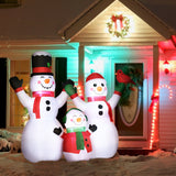8ft Inflatable Christmas Snowman Family with A Red Bird