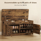 Shoe Storage Bench, Entryway Bench with 2-Tier Cabinet, Padded Cushion for Hallway