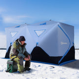 5-8 Person Insulated Ice Fishing Tent Shelter with Ventilation Windows and Carry Bag, for -22℉