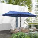 15ft Double-sided Patio Umbrella with Twin Canopy, Extra Large Outdoor Parasol with Crank for Pool
