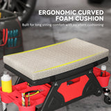 Rolling Garage Stool with Wheels, 300 LBS Capacity Padded Mechanic Stool with Tool Trays Storage