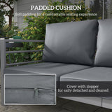 Aluminum Garden Sofa, 3-Person Outdoor Couch
