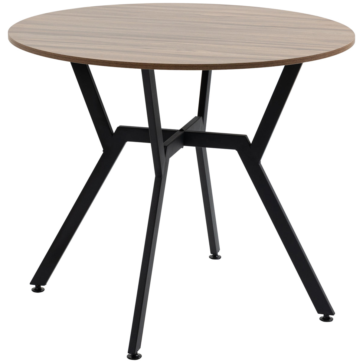 Table de salle à manger ronde de 89 cm, table de salle à manger moderne avec cadre en acier, petite table de cuisine peu encombrante