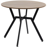 Table de salle à manger ronde de 89 cm, table de salle à manger moderne avec cadre en acier, petite table de cuisine peu encombrante