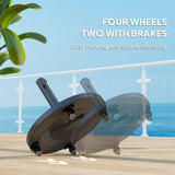 46lbs Resin Round Patio Umbrella Base with Wheels, Umbrella Stand Base