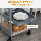 Rolling Kitchen Island Cart, Mobile Utility Storage Cart with Drawer, Removable Tray