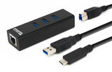 Plugable Technologies USB Hub with Ethernet, 3 port USB 3.0 Bus Powere
