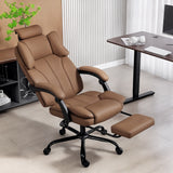 Reclining Office Chair, Executive Desk Chair with Pet-Friendly Fabric, Headrest, Footrest, Swivel Wheels
