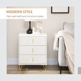 Commode 3 tiroirs, armoire rangement 3 tiroirs avec pieds en métal pour séjour, 19,7