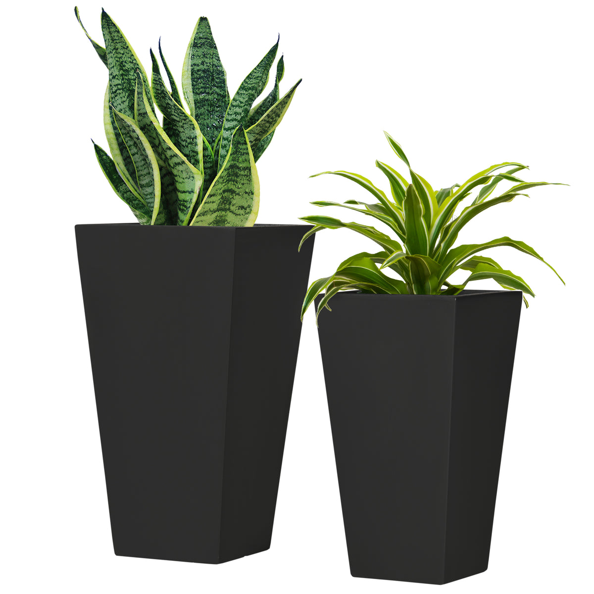 Ensemble de 2 grands bacs à fleurs avec trous de drainage, 22