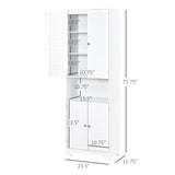 Tall Bathroom Storage Cabinet, Slim Bathroom Cabinet with 4 Shutter Doors and Adjustable Shelves