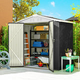 Remise de rangement extérieure 6,5' x 4', cabanon de jardin en métal avec portes doubles verrouillables