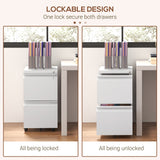 Mobile Vertical Filing Cabinet with Lock, 2-Drawer Steel File Cabinet with Adjustable Hanging Bar for Letter, A4 and Legal Size