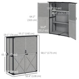 Armoire de rangement extérieure, Abri de jardin en bois avec cadre en acier, 2 étagères et portes verrouillables