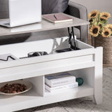 Lift Top Coffee Table with Hidden Storage Compartment and Open Shelves