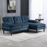 Modern Corner Couch with Right Chaise Lounge, Tufted 3-Seater Sofa with Wooden Legs for Living Room