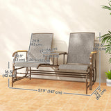 Outdoor 2-Person Glider Bench, Outside Swing Glider Chair Loveseat with Breathable Mesh, Steel Frame
