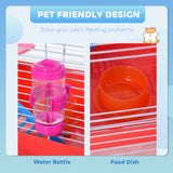 18.5'' Hamster Cage with Exercise Wheel and Water Bottle Dishes, Rat House and Habitats 2 Storey Design