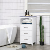 Small Bathroom Storage Cabinet, Floor Cabinet with 3 Drawers and Open Component