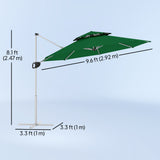 10 FT Cantilever Patio Umbrella with 360° Rotation & Adjustable Height, Crank and Tilt