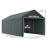Carport, 10 x 20 ft Portable Garage with 2 Roll-Up Doors and Removable Sidewalls for Car