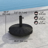 Round Umbrella Base with Wheels, Cement-Filled 55 lbs Parasol Stand