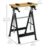 Établi portable, support d'outils d'atelier avec table de travail réglable en hauteur sur 6 niveaux, table de scie de menuisier avec 4 pinces, cadre en acier