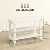 Bamboo Shoe Storage Bench, 3-Tier Entryway Bench with 2 Storage Shelves for Hallway, Holds 6 Pairs