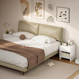 Nightstand Set of 2, Modern Bedside Table with Rounded Corners, Nightstand with Drawer and Open Shelf