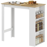 Bar Table Counter Height Dining Table with 3 Storage Shelves for Kitchen