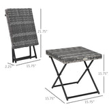 Rattan Coffee Table Folding Patio Outdoor Side Table Wicker for Balcony, 15.75