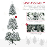 7.5ft Artificial Prelit Christmas Tree with Warm White LED Light, Metal Base