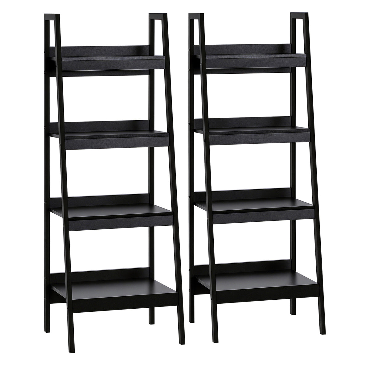 Set of 2, 4 Tier Ladder Shelf Bookcase, Multi-Use Display Rack, Storage Shelving Unit Display Stand