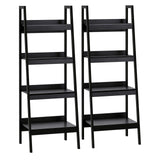 Set of 2, 4 Tier Ladder Shelf Bookcase, Multi-Use Display Rack, Storage Shelving Unit Display Stand