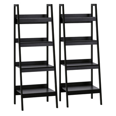 Set of 2, 4 Tier Ladder Shelf Bookcase, Multi-Use Display Rack, Storage Shelving Unit Display Stand