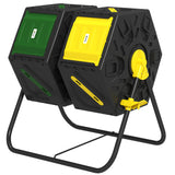 Composteur rotatif bac à compost double chambre 24 aérations jambes acier 34,5 gallons