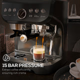 Machine à espresso 15 bar, cafetière Barista avec mousseur à lait