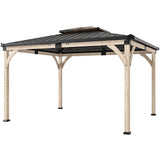 12' x 14' Hardtop Gazebo Canopy with Galvanized Steel Roof, Wood Frame