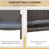 Ensemble de bar de patio 3 pièces, ensemble de bistro de jardin en osier, mobilier extérieur, table en rotin PE et tabourets avec coussin de siège